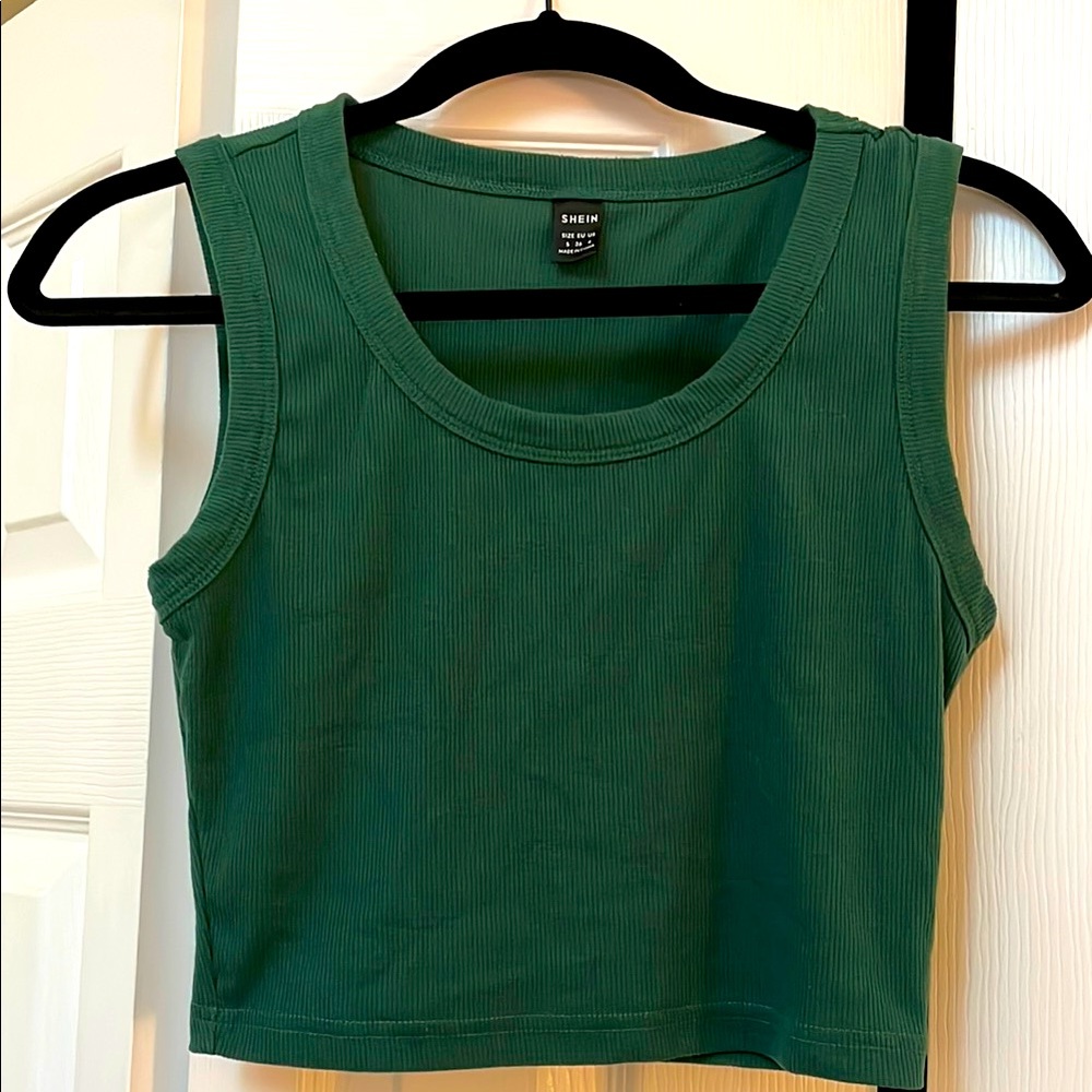 SHEIN Green Fitted Crop Tank Top
